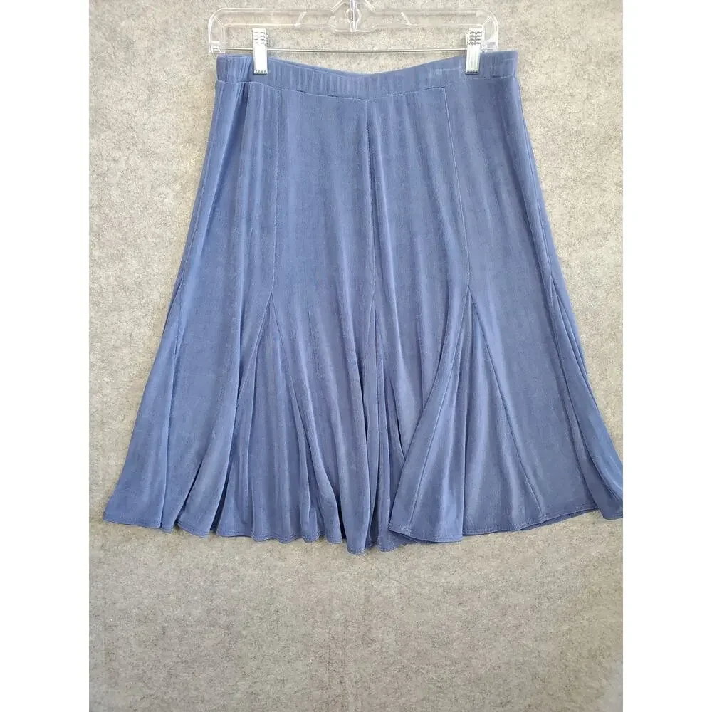 Chico's Women's Size 2-Large Blue Travelers Midi Skirt - Picture 2 of 5